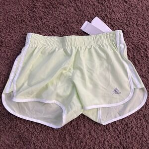 Adidas Marathon 20 Lime Green Running Shorts Womens Medium 3-Stripe Athletic S